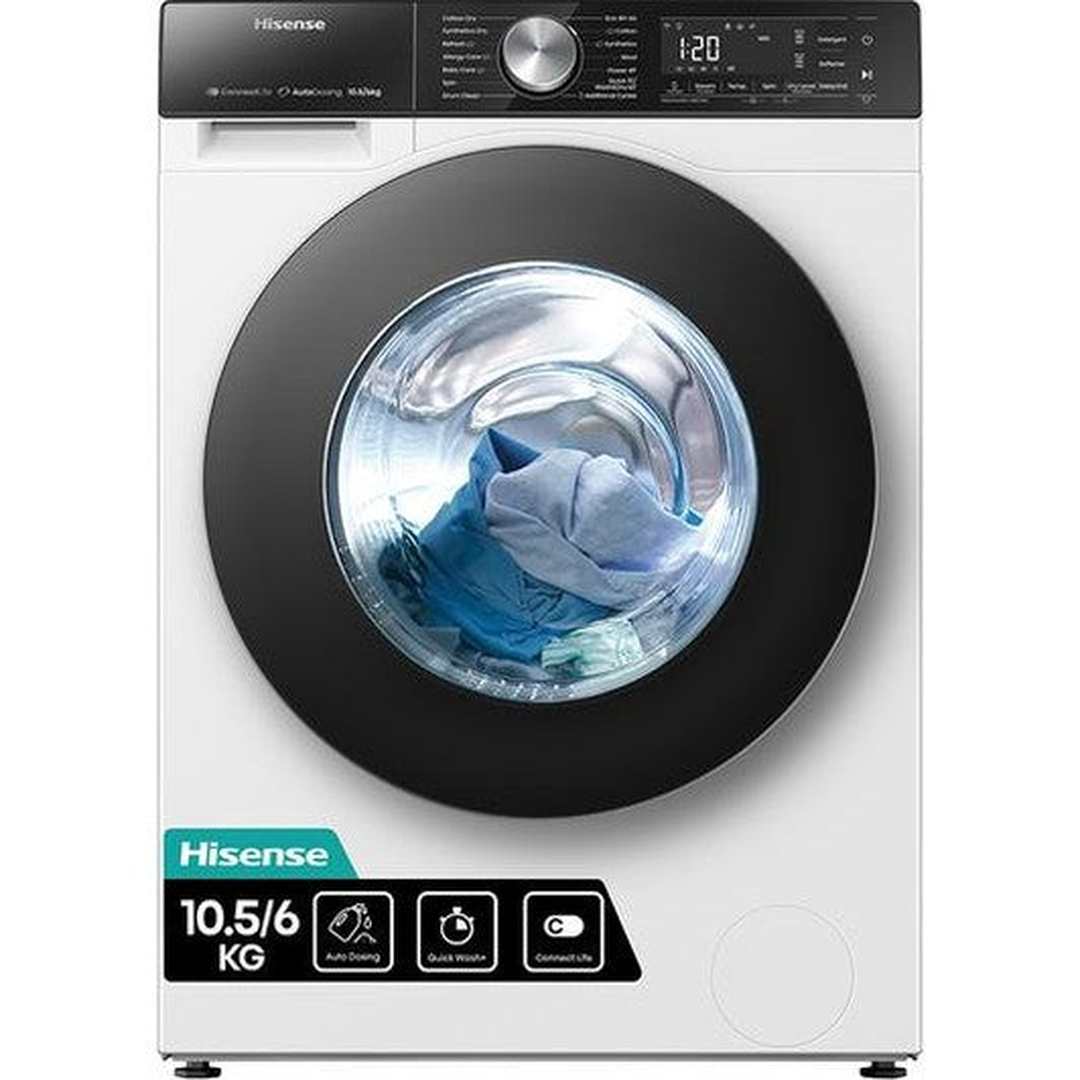 Hisense 5S 10.5kg/6kg 1400rpm Auto Dosing WiFi Washer Dryer White WD5S1045BW