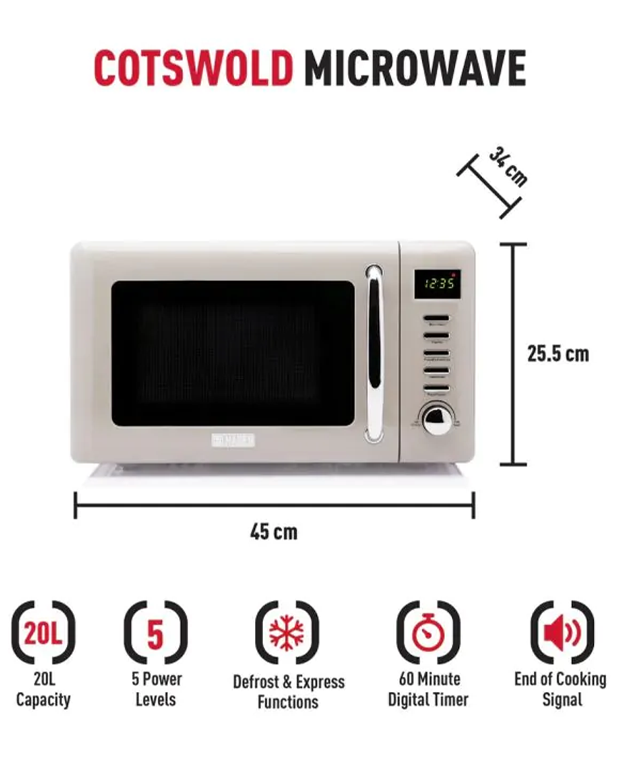 Haden 20L 800W Freestanding Digital Microwave | Putty Cream - 191212-A Redmond Electric Gorey