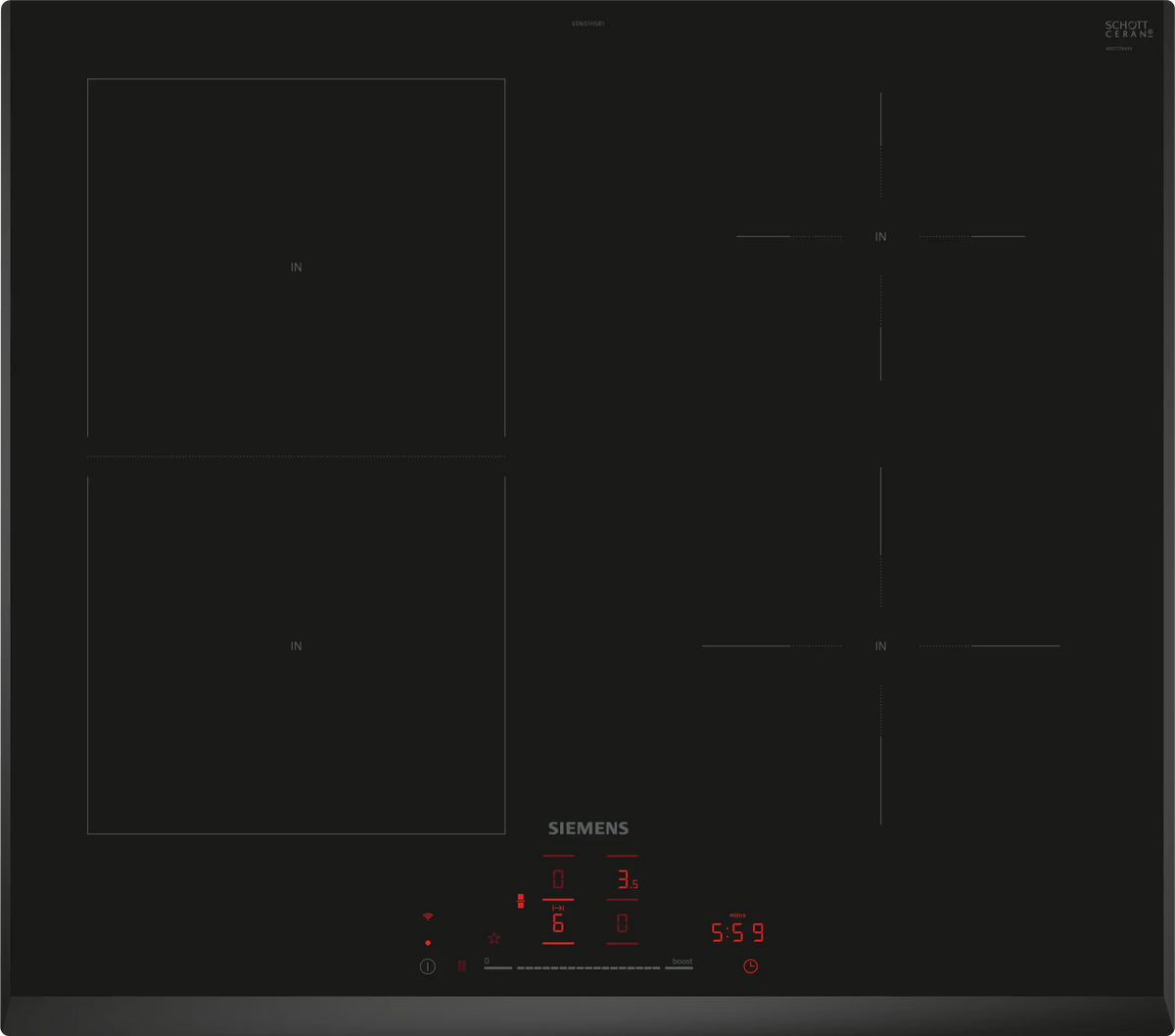 Siemens IQ500 60cm CombiZone Induction Hob without Frame | Black - ED651HSB1E Redmond Electricd Gorey