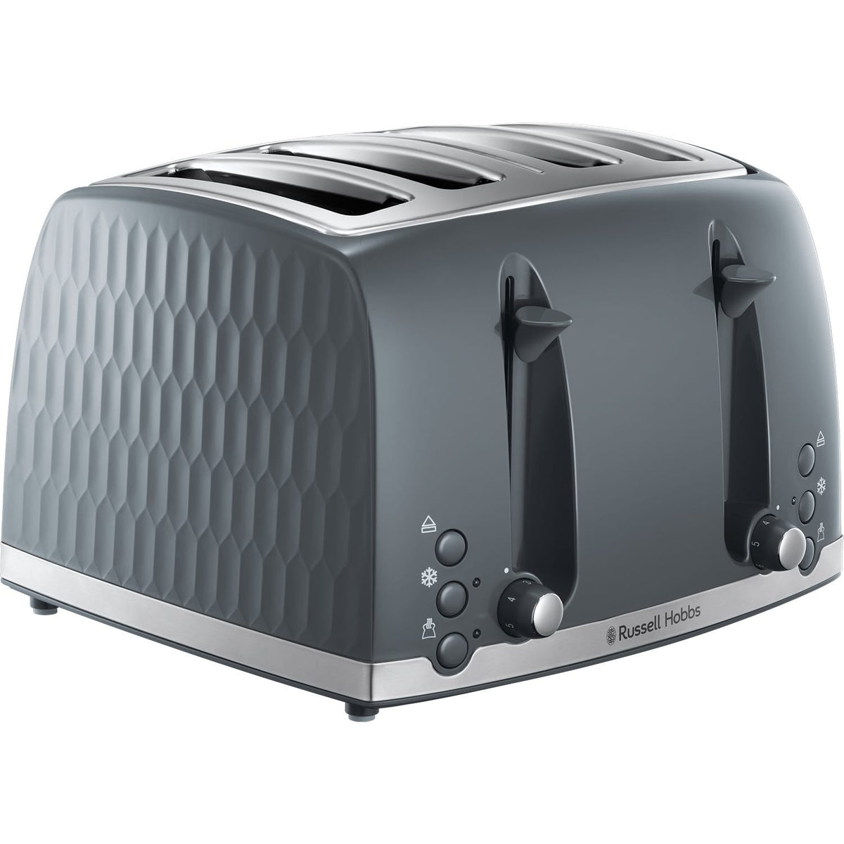 Russell Hobbs Honeycomb 4 Slice Toaster, Grey 26073