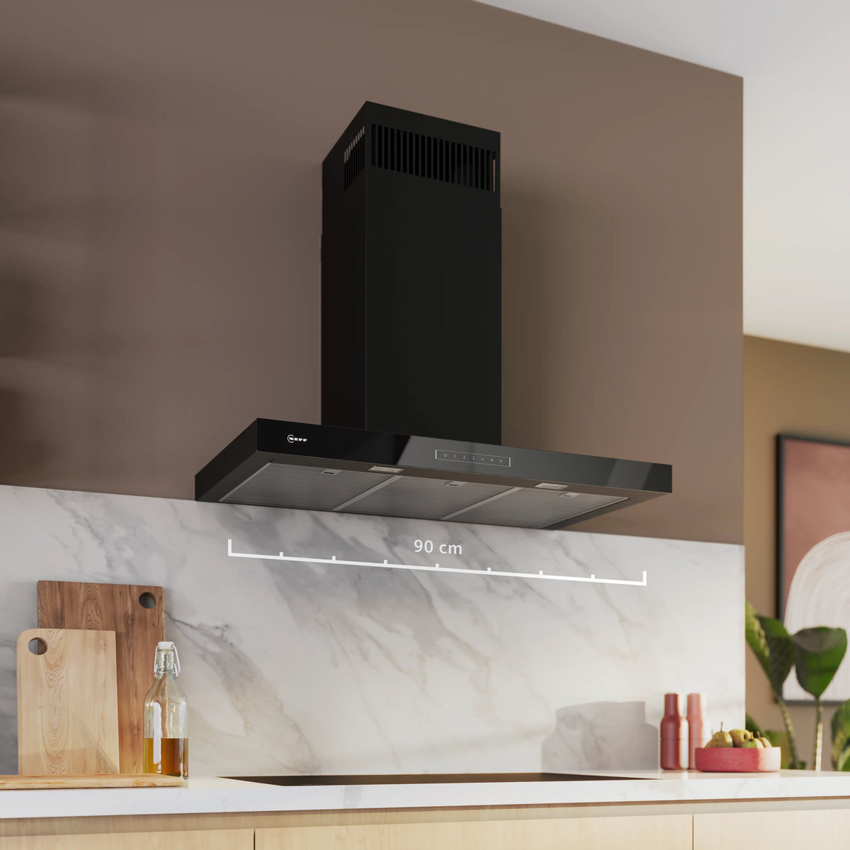 N 70 90cm Wall-Mounted Cooker Hood | Matt Black