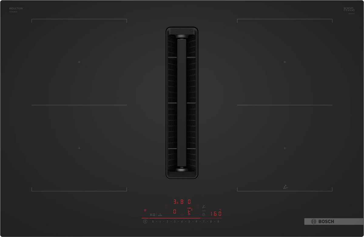 Series 6, 80cm Induction Hob with Integrated Ventilation System | Black