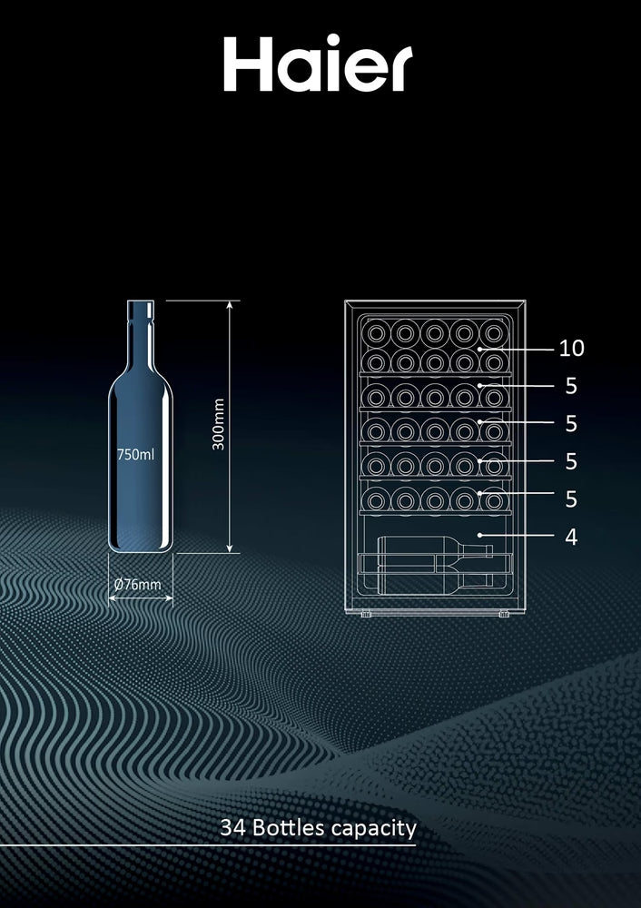 Haier Wine Bank 50 Series 3 Wine Cooler 34-Bottles | Black - HWS34GGHIK Redmond Electric Gorey