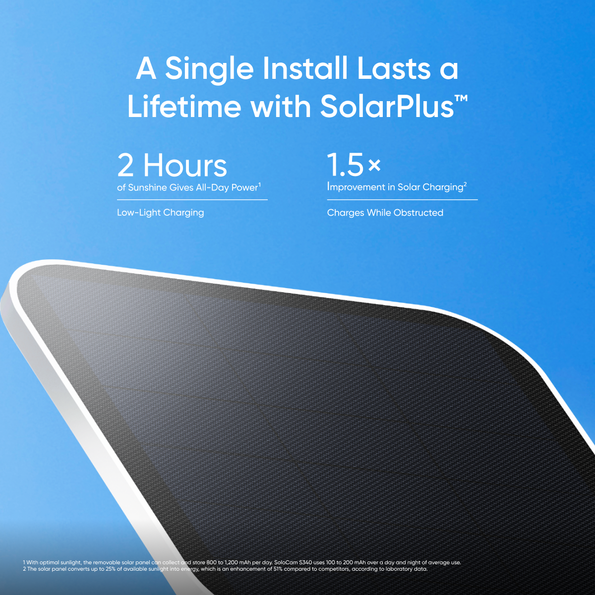 Solocam S340 2K Pan, Tilt & Zoom with Solar Panel | White - Redmond Electric