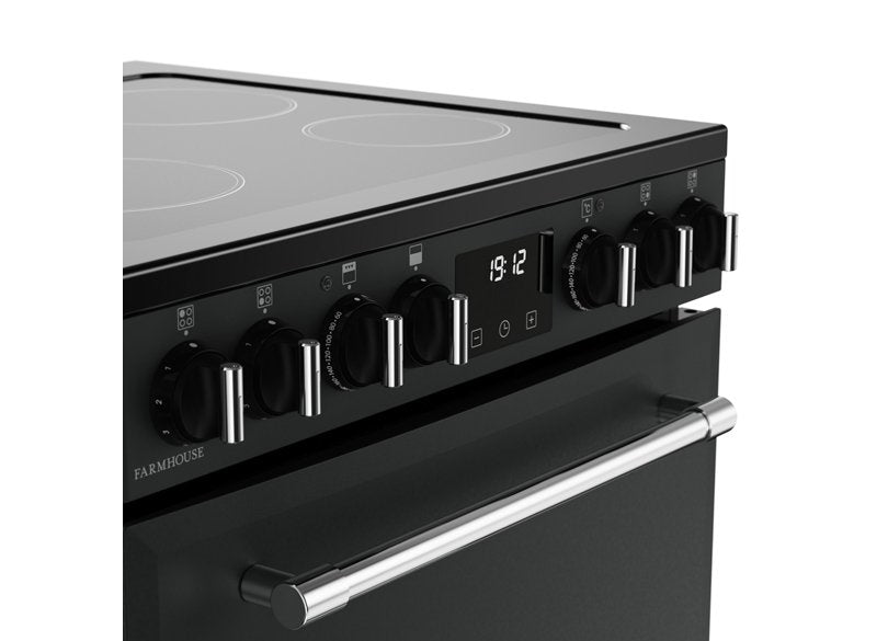 Farmhouse 60cm Electric Ceramic Mini Range Cooker Black | 444411810