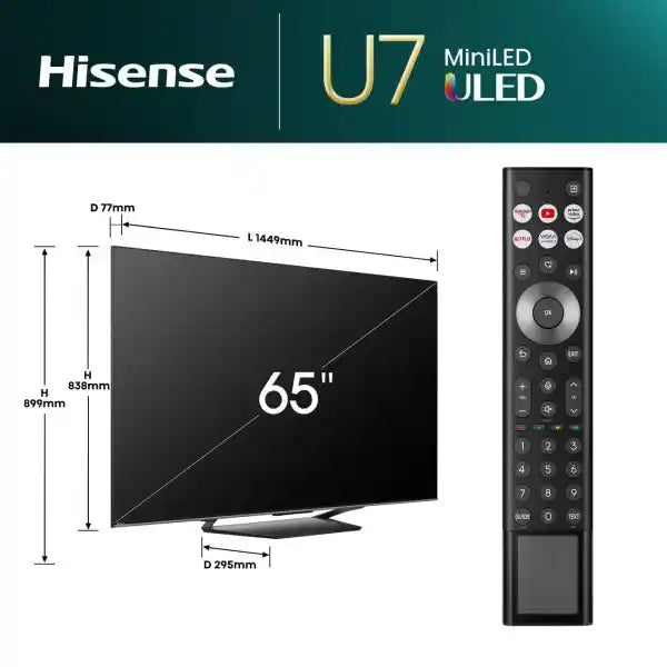 65" U7Q 4K Ultra HD Smart TV - Black