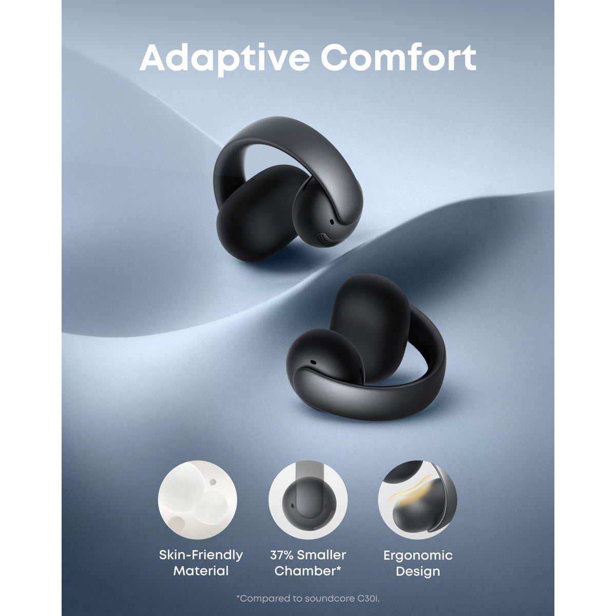 AeroClip Open-Ear Clip-On Earbuds Black