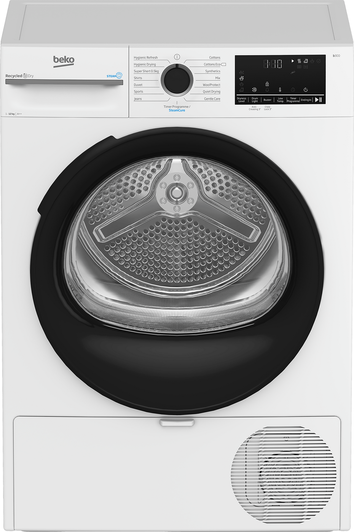 12kg Heat Pump Tumble Dryer with SteamCure – White
