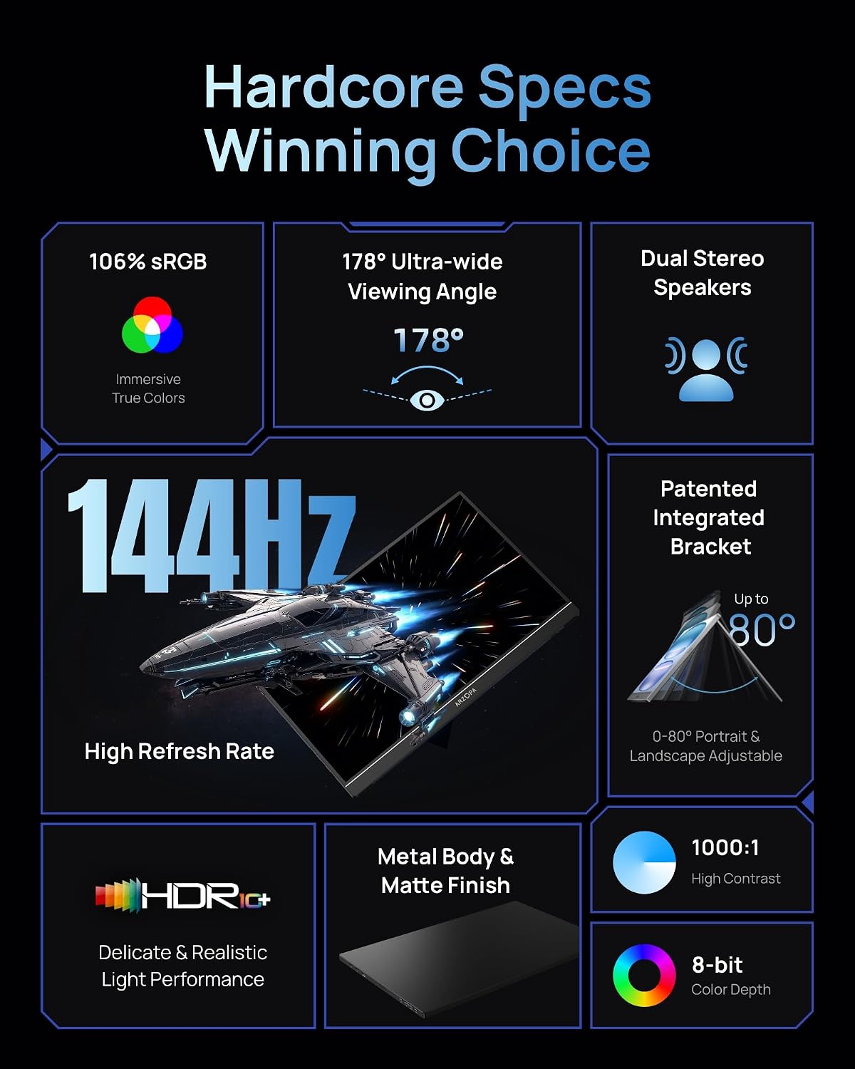 Z1FC 16.1-Inch Full HD 144Hz Portable Gaming Monitor Black