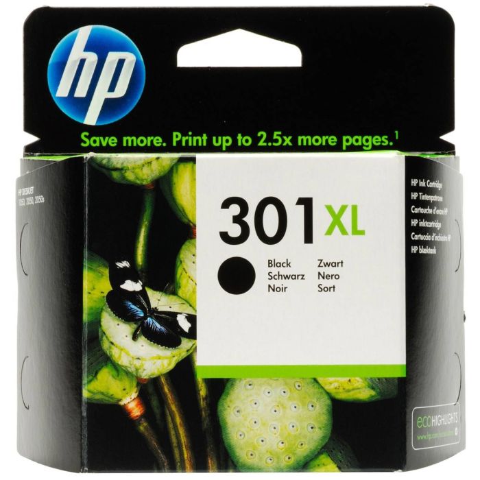 HP 301XL high-yield black ink cartridge, model CH563EE