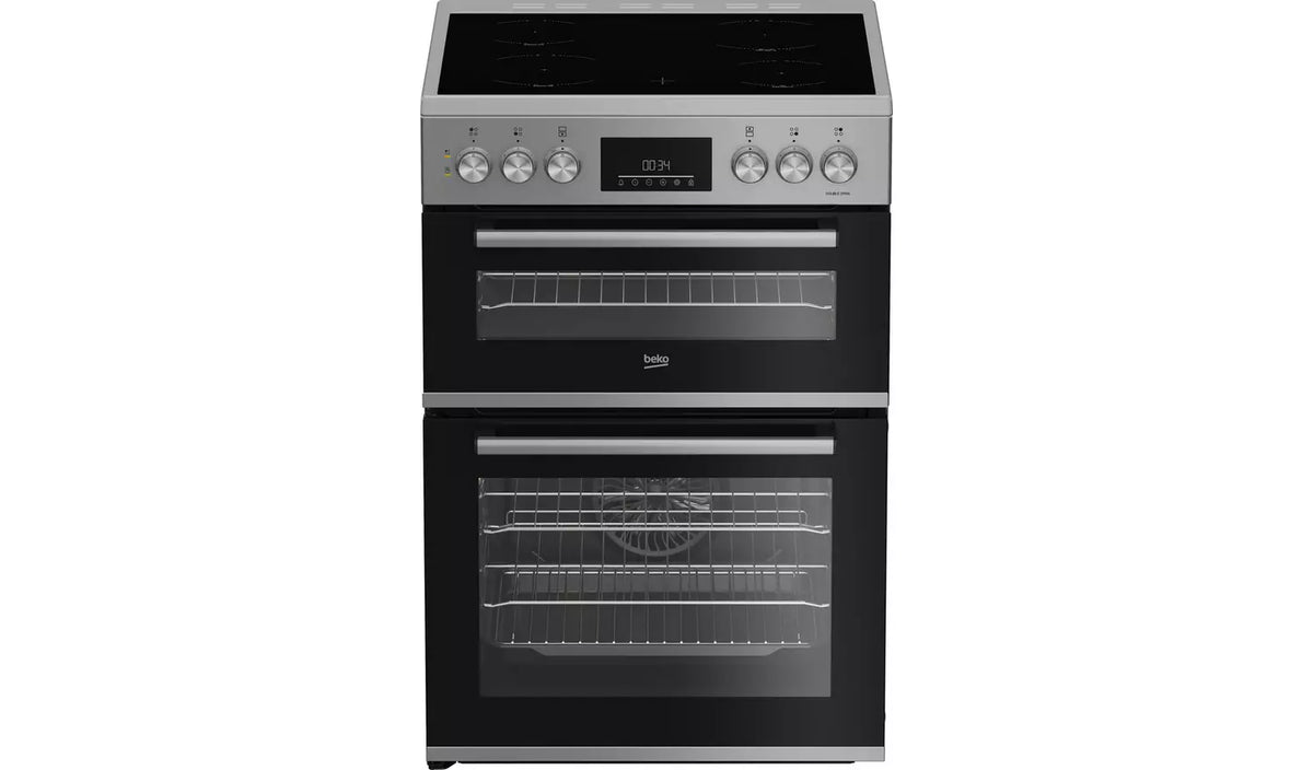 60cm Double Oven Electric Ceramic Cooker Silver
