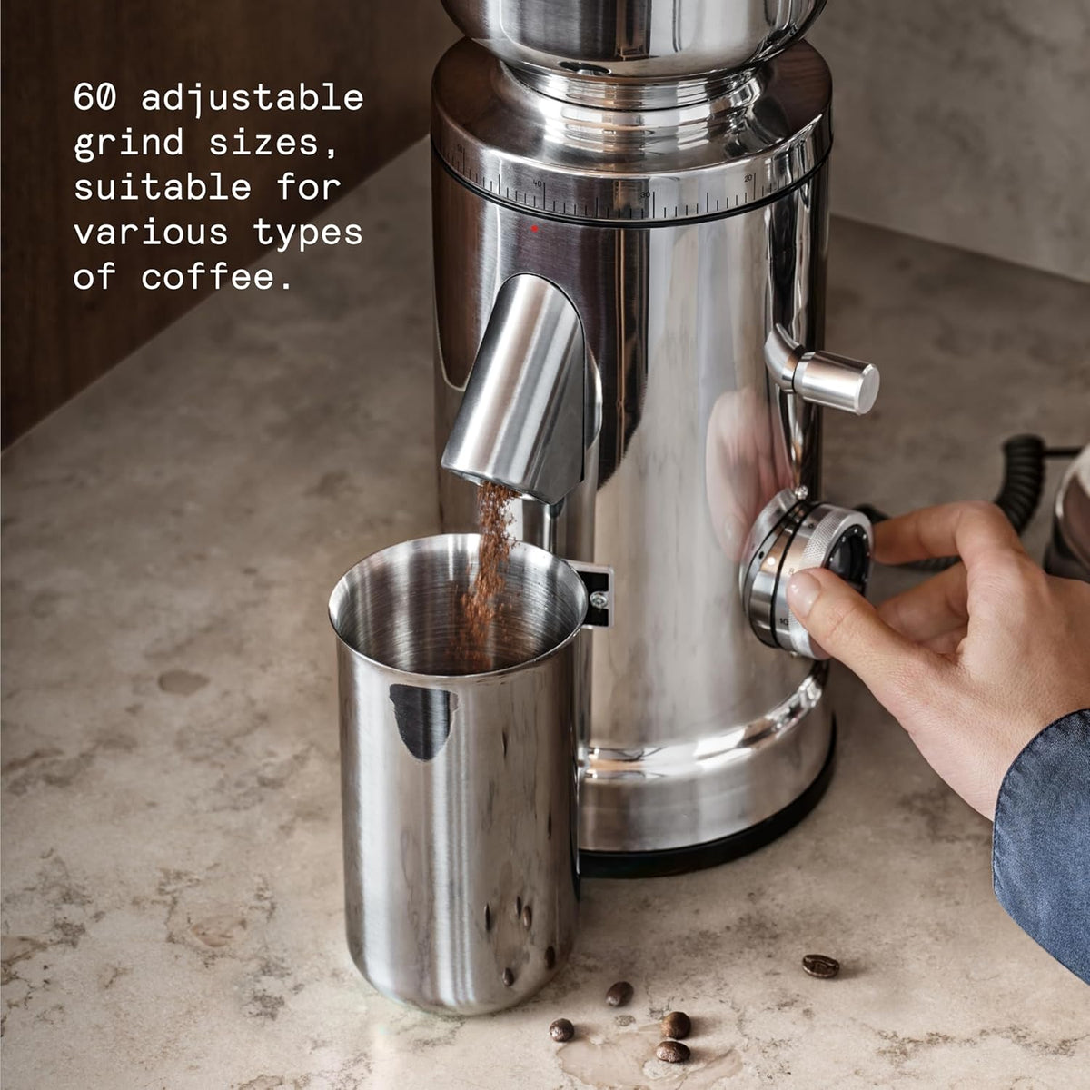 Flat Burr Coffee Grinder | Stainless Steel