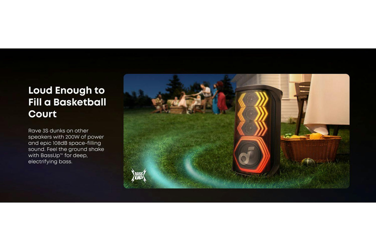 Soundcore Rave 3s Bluetooth Speaker | Karaoke Party Speaker | 200w | Black - A31A3012 Redmond Electric Gorey