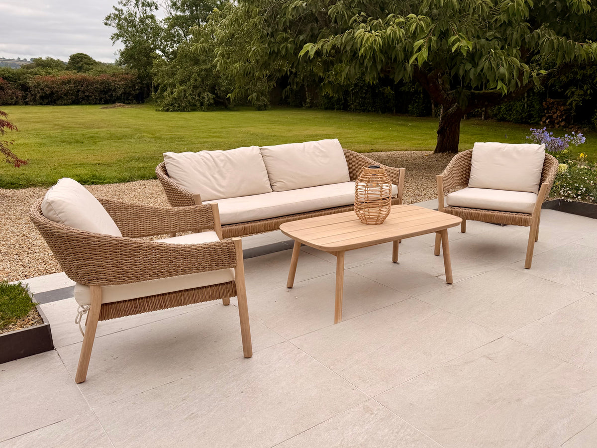 Cairns 2 Seat Rattan Wood Lounging Set in Acorn - HUCCARNS211L Redmond Electric Gorey