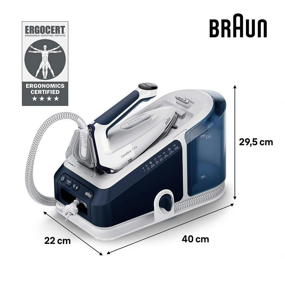 Braun 2400W CareStyle 7 Pro Steam Generator Iron | Blue - IS7282BL Redmond Electric Gorey