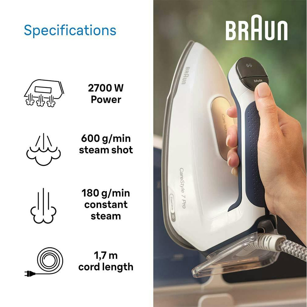 Braun 2400W CareStyle 7 Pro Steam Generator Iron | Blue - IS7282BL Redmond Electric Gorey