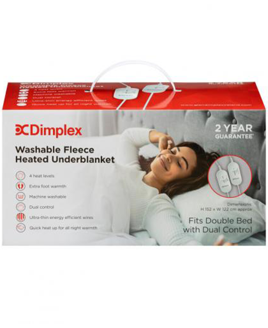 Imetec Dimplex Double Washable Fleece Heated Dual Control Under Blanket DFB2003 Redmond Electric Gorey