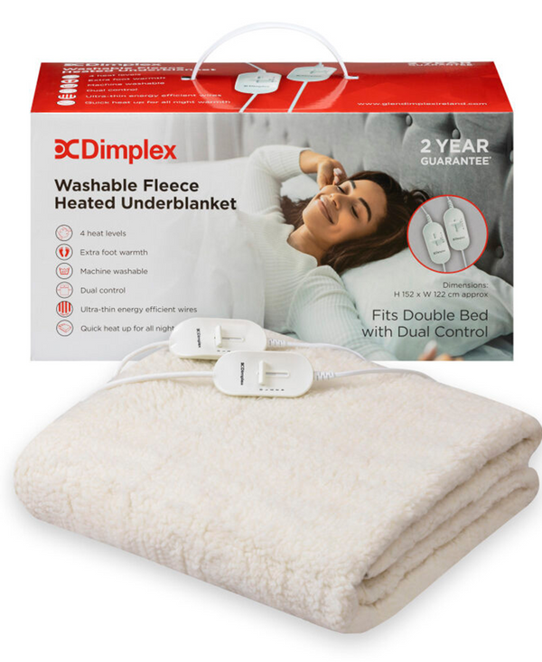 Imetec Dimplex Double Washable Fleece Heated Dual Control Under Blanket DFB2003 Redmond Electric Gorey