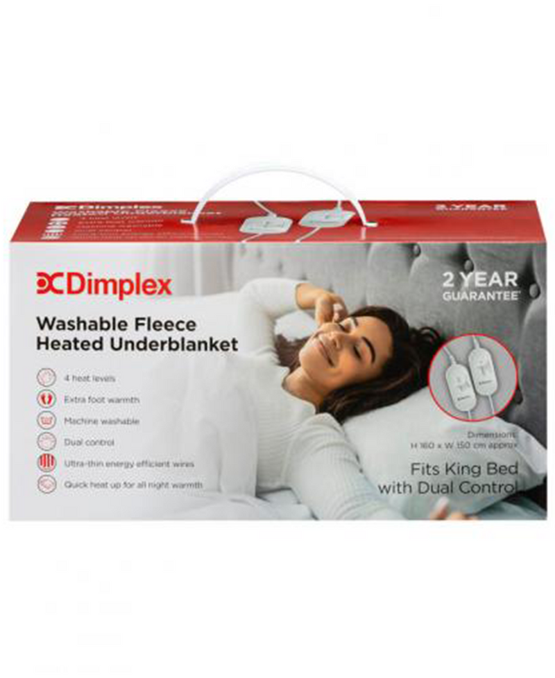Dimplex Double Washable Fleece Heated Dual Control Under Blanket