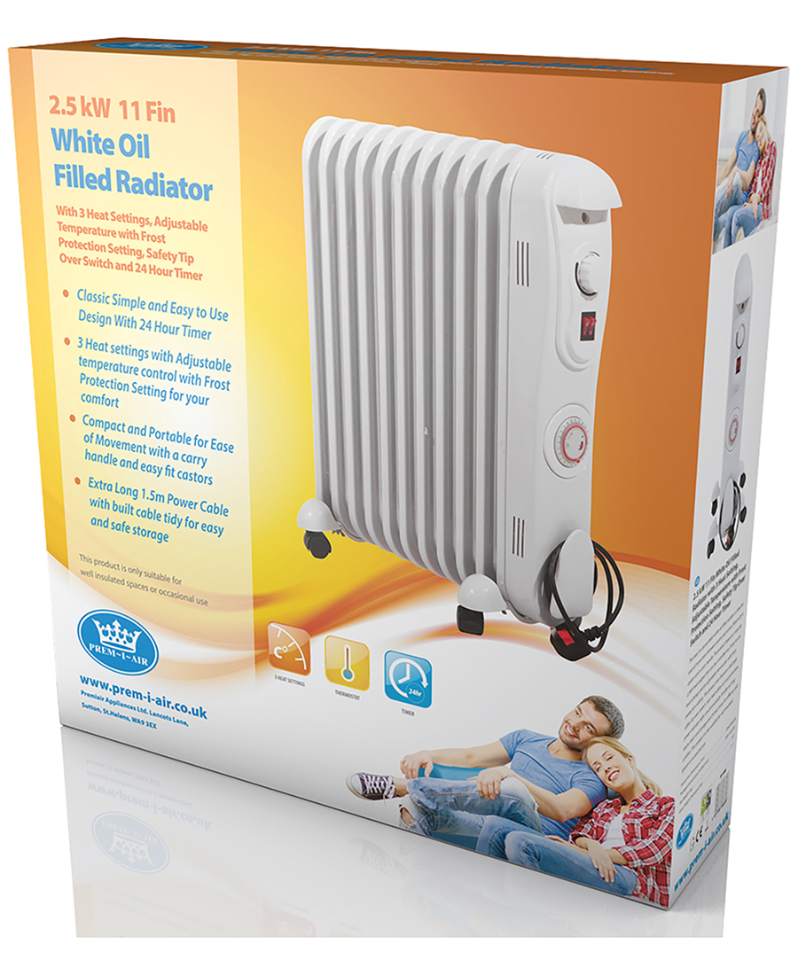 Prem-I-Air 2.5kW 11 Fin Oil Filled Radiator EH1846 Redmond Electric Gorey