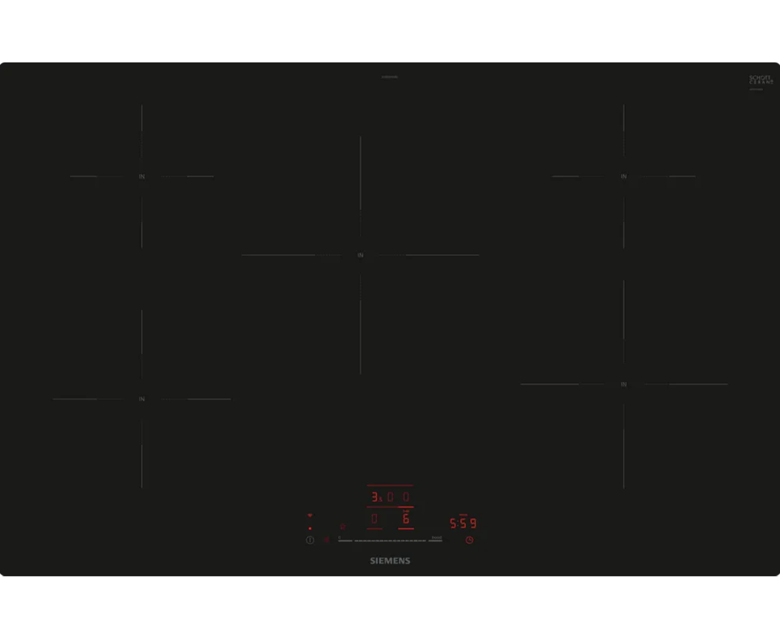Siemens iQ100 80cm Induction Hob Black + 'FREE Induction PanSet