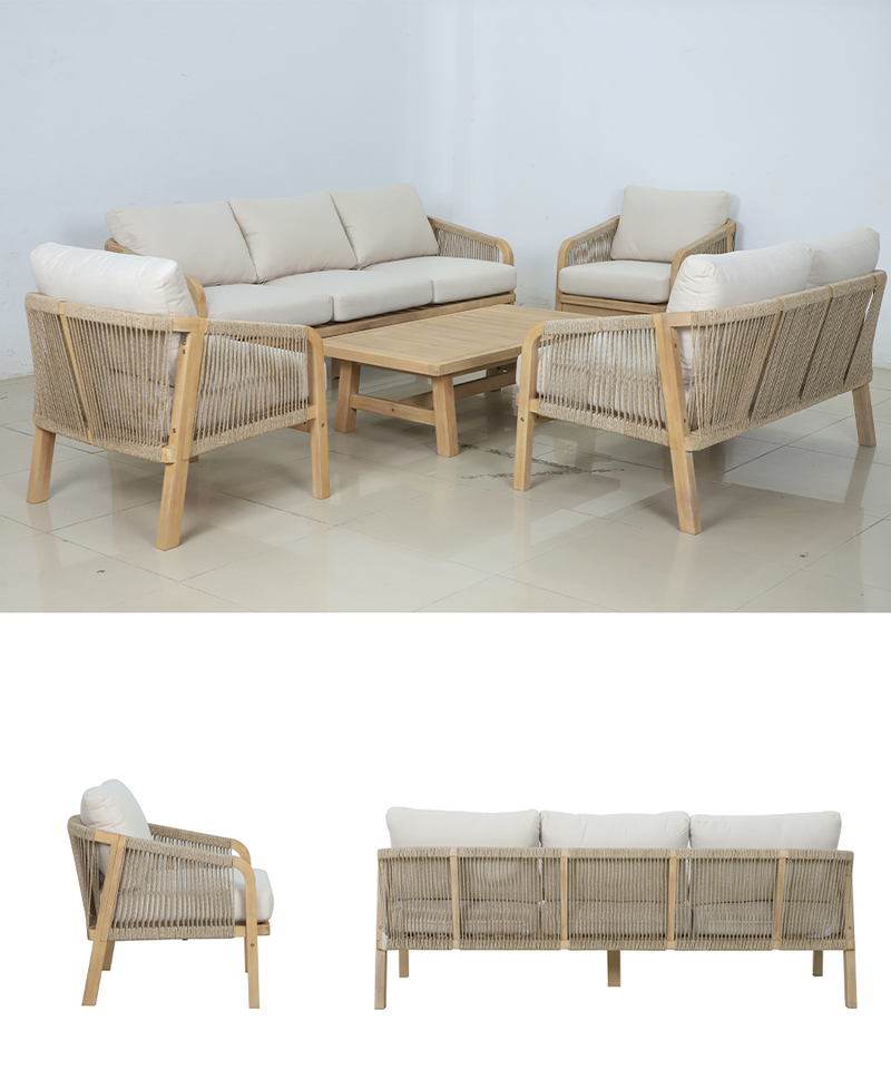5 Piece Lounge Set (3 + 2 Seaters, 2 x 1 Seaters incl. Cushions + Coffee Table)