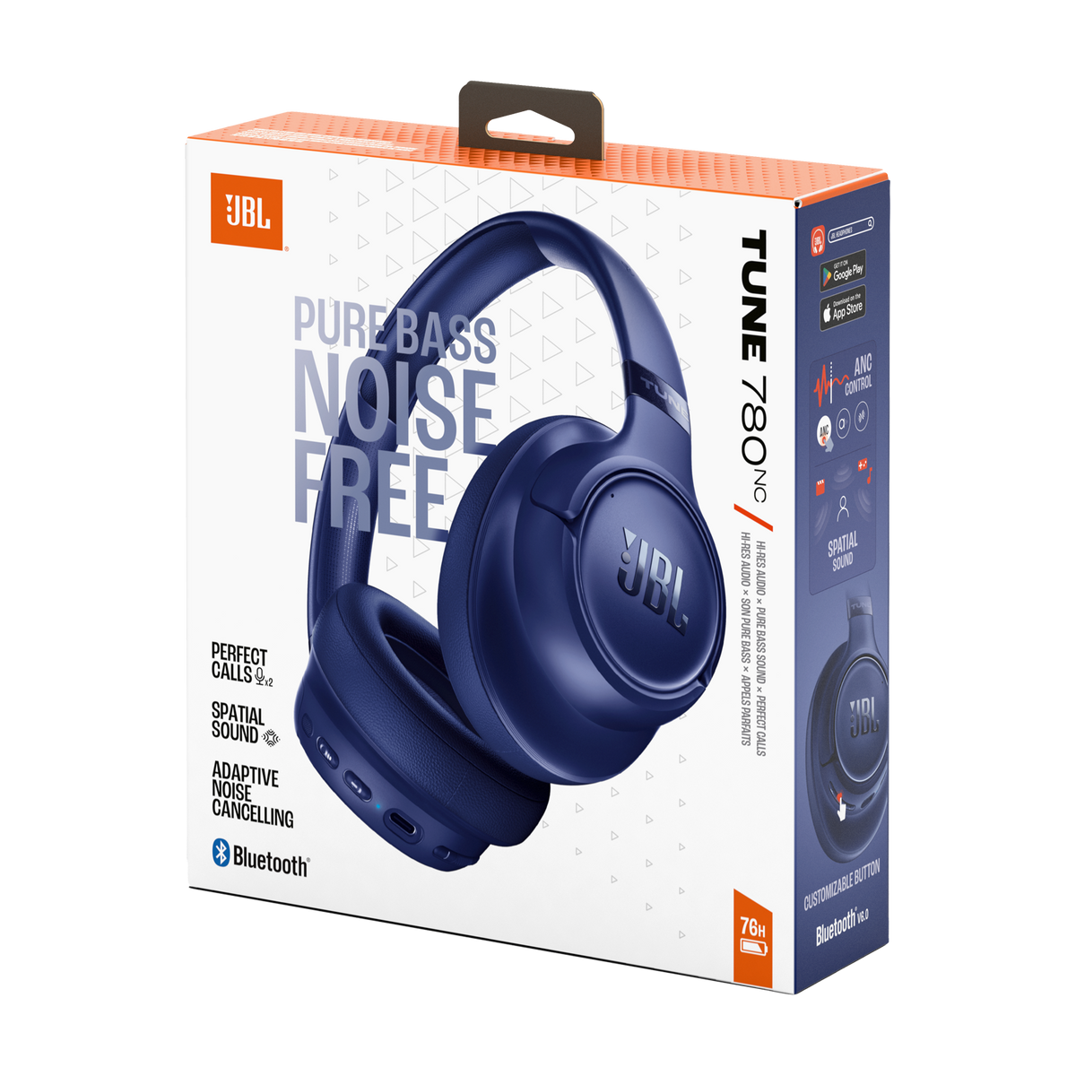 JBL Tune 780NC Wireless Over-Ear Noise-Cancelling Headphones Blue product image