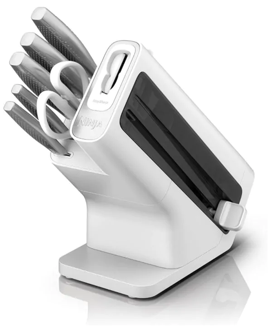 Foodi StaySharp Knife Block with Integrated Sharpener 6-Piece Set | White - Redmond Electric
