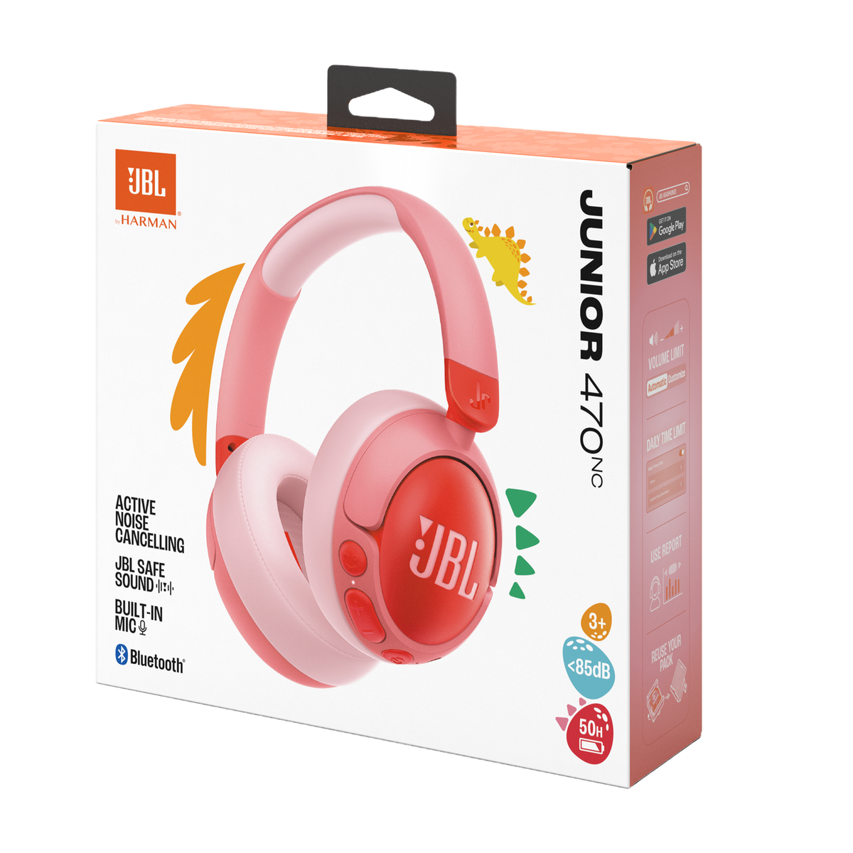 Junior 470NC Wireless Noise Cancelling Kids Headphones Pink