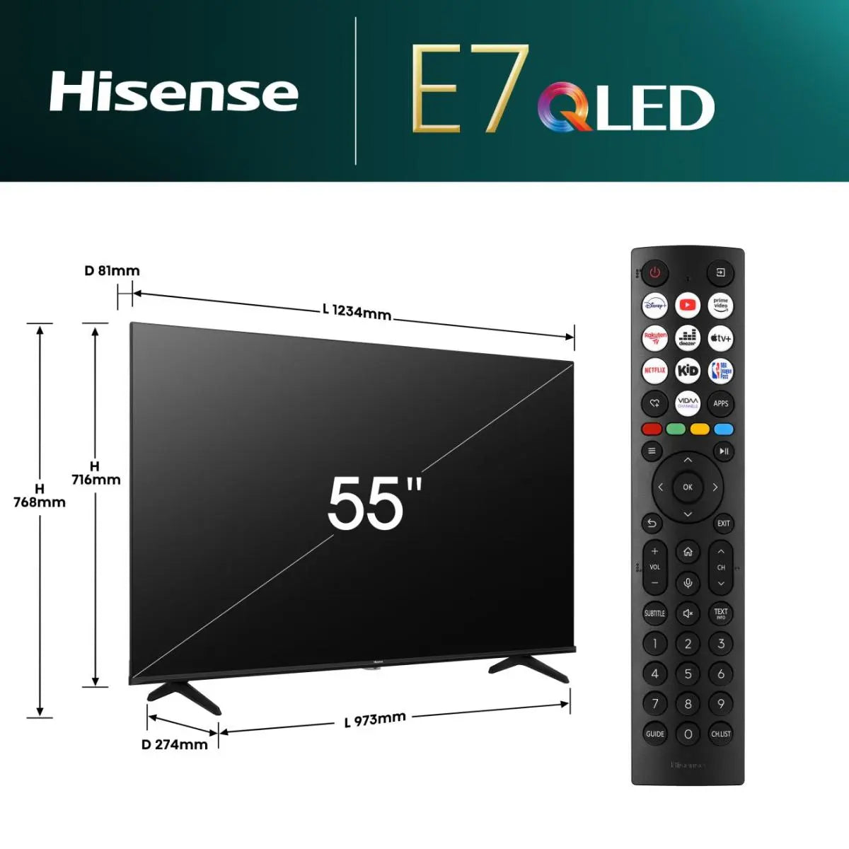 E7Q 55” QLED 4K Smart AI TV
