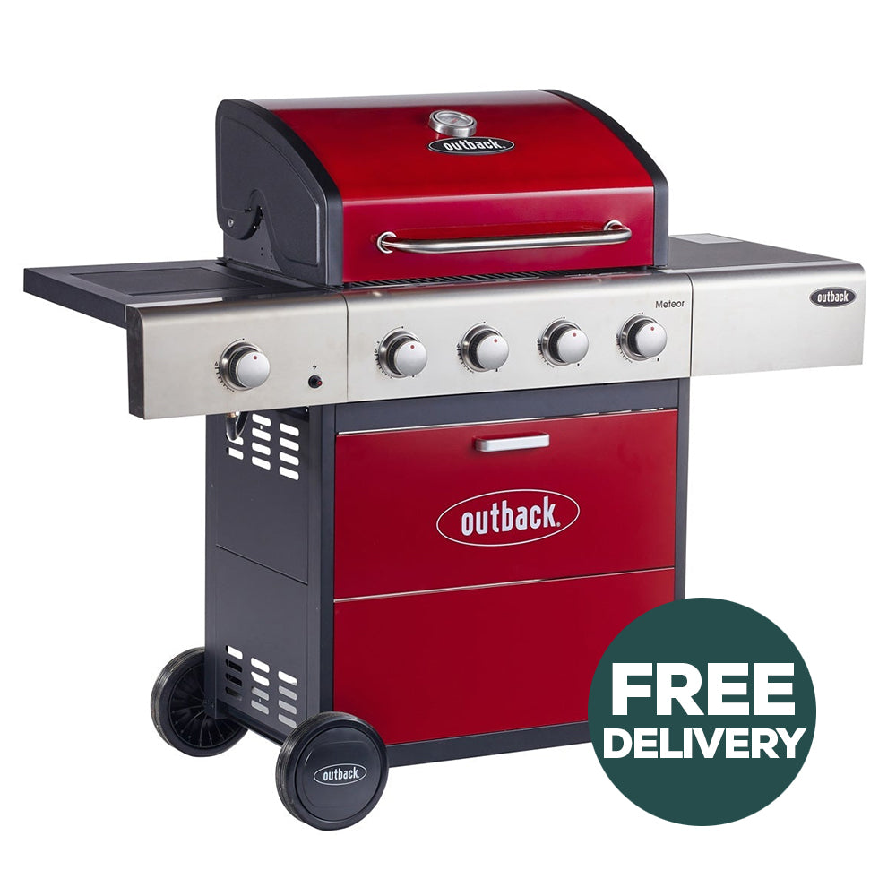 Meteor 4 Burner Gas BBQ | Red