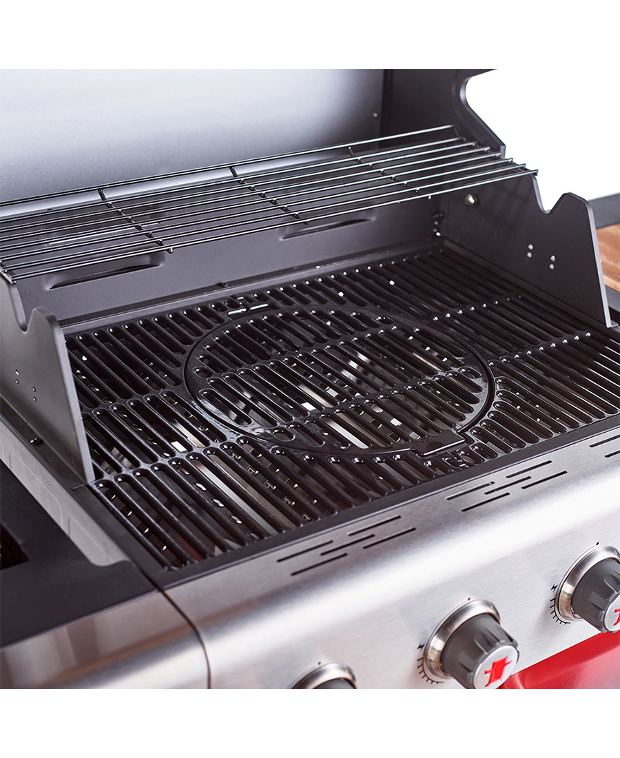 Outback Jupiter 4 Burner Hybrid BBQ with Chopping Board | Red OUT370764 Redmond Electric Gorey