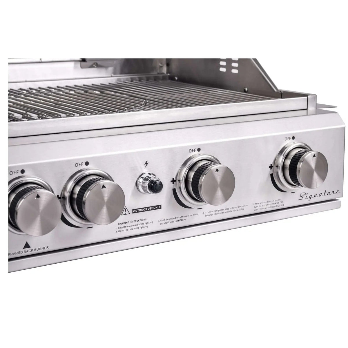 Outback Signature Pro Plus 304 4 Burner Hybrid Built In BBQ with LED Light | Stainless Steel - OUT371079 Redmond Electric Gorey