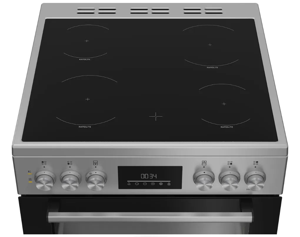 60cm Double Oven Electric Ceramic Cooker Silver