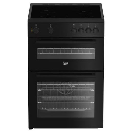 60cm Twin Cavity Electric Cooker with Ceramic Hob - Black | FTC6701