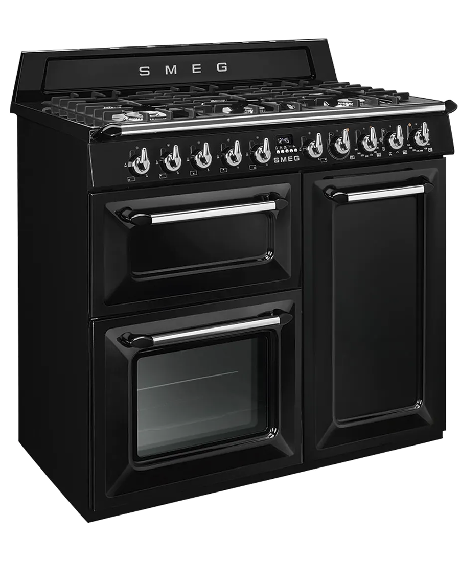 Smeg 100cm Traditional Dual Fuel Range Cooker | Black TR103BL Redmond Electric Gorey