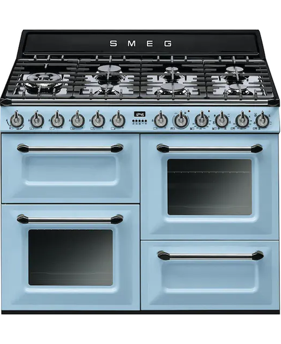 Smeg 110cm Traditional Dual Fuel Range Cooker | TR4110AZ | Pastel Blue Redmond Electric Gorey