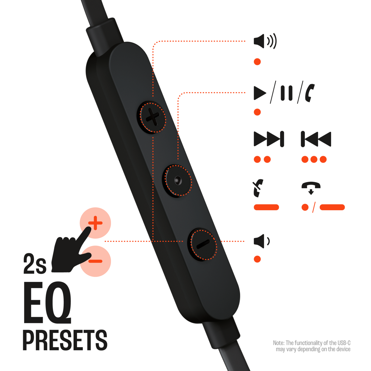 JBL Tune 310C Wired USB-C Earbuds Black product image