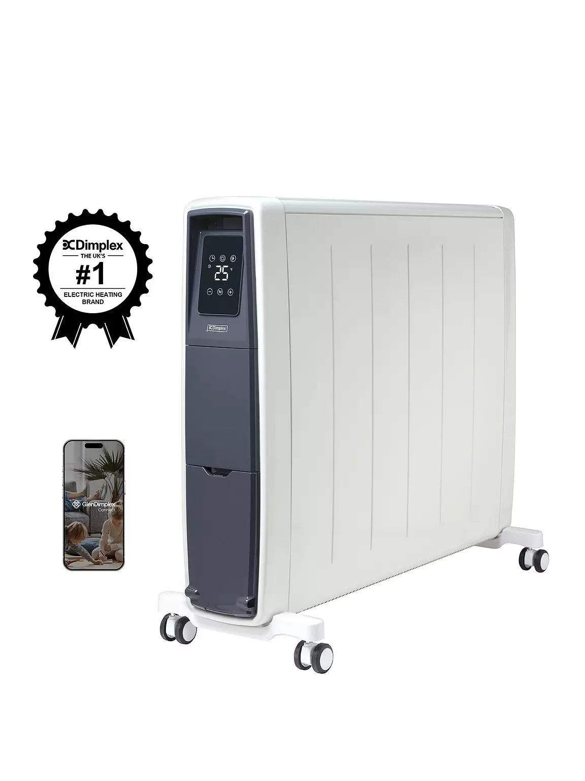 3kW Smart Oil-Free Column Radiator with Wi-Fi & LED Touchscreen – White | FUT3001