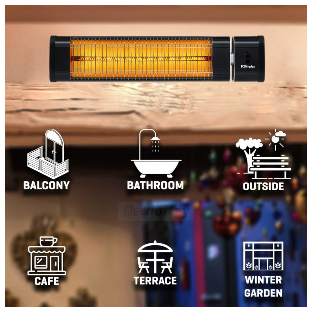 2.5kW Wall Mounted Carbon Indoor & Outdoor Heater | DXOTDRWM25