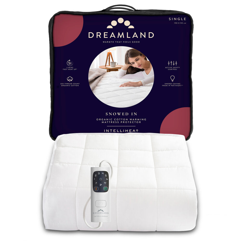 Dreamland Single Organic Cotton Heated Mattress Protector 16886 Heated Mattress Protector