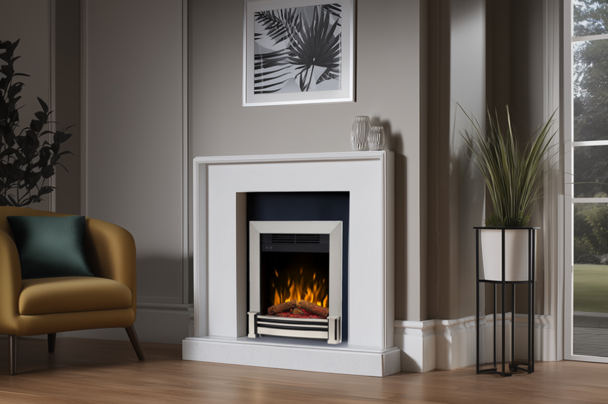 Elva 16 Inch 2kW Optiflame Inset Electric Fire Brushed Chrome