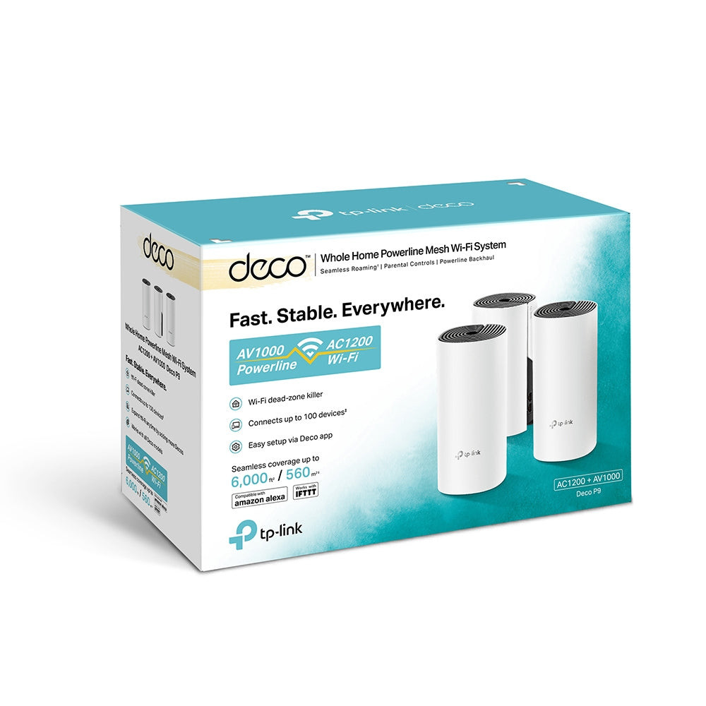 Deco P9 AC1200 + AV1000 Hybrid Mesh Wi-Fi System 3 Pack