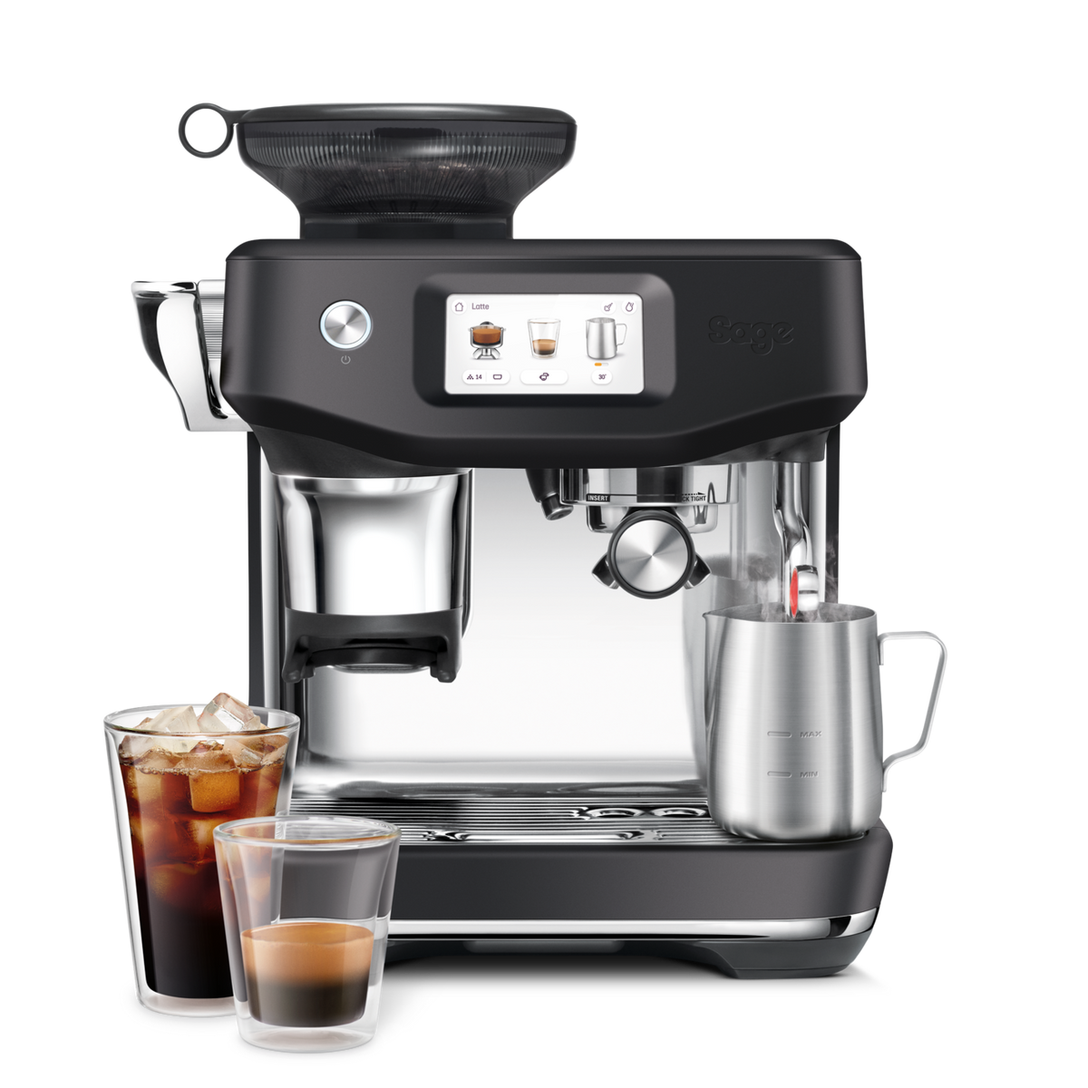 Sage Barista Impress Coffee Machine, Black Truffle SES882BST4GUK1