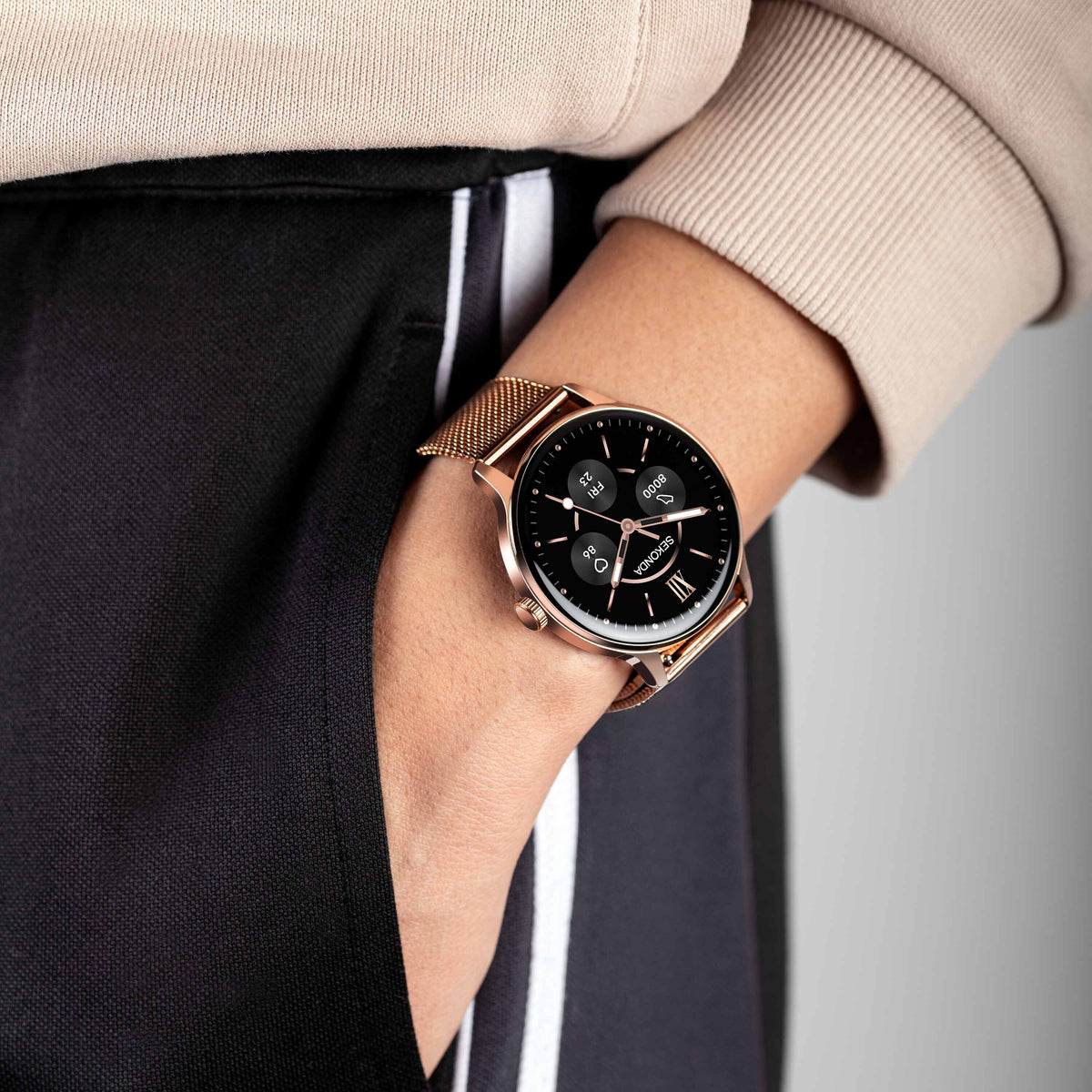 Atom Smart Watch Rose Gold Mesh