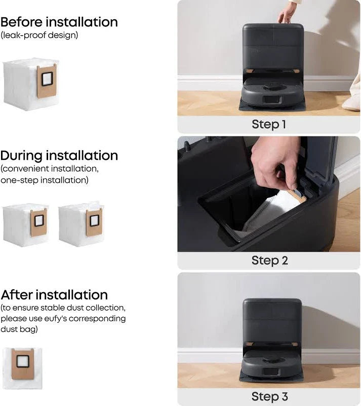 3L Robot Vacuum Dust Bags 3 Pack for Omni E28, E20 3 in 1 & E25