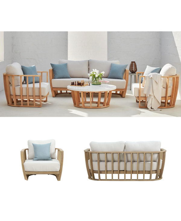 Daybed Wooden Four Piece Lounge Set with Cushions
