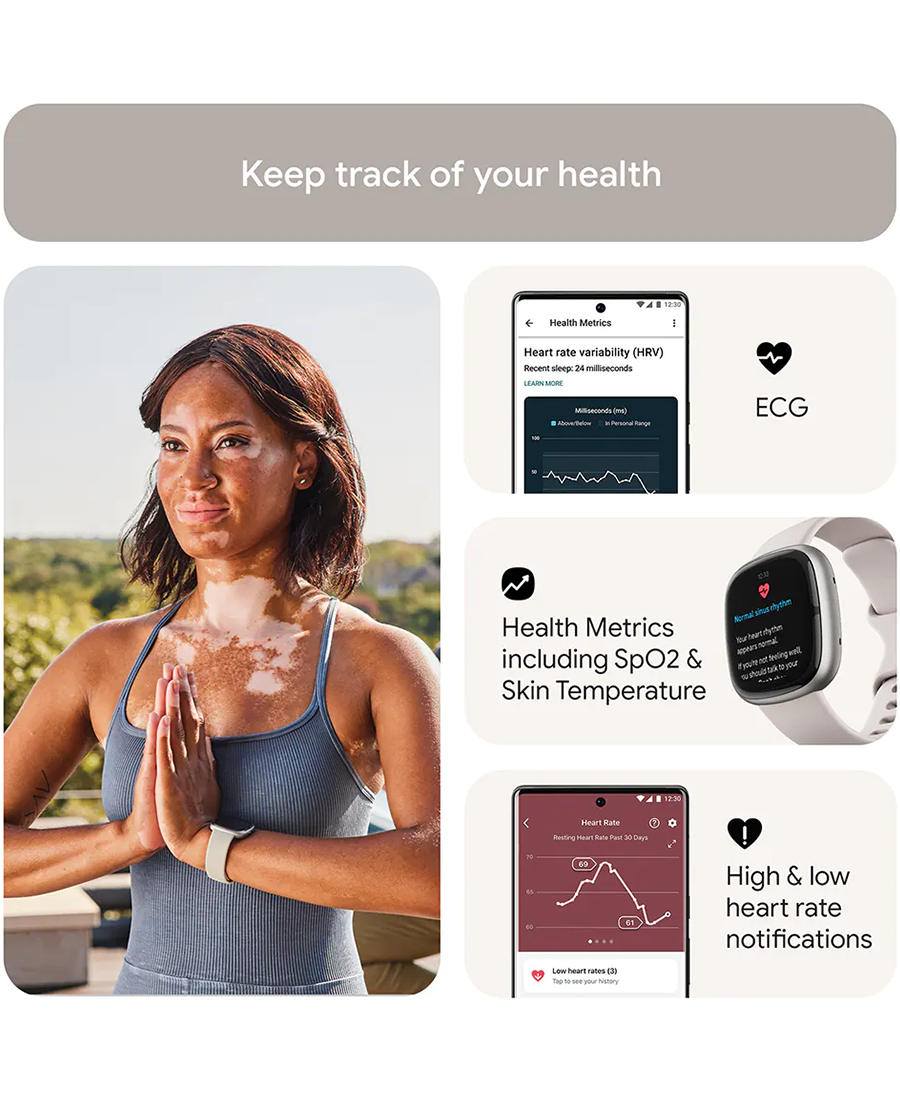 Fitbit Sense 2 Smartwatch | Lunar White & Platinum 79-FB521SRWT Redmond Electric Gorey
