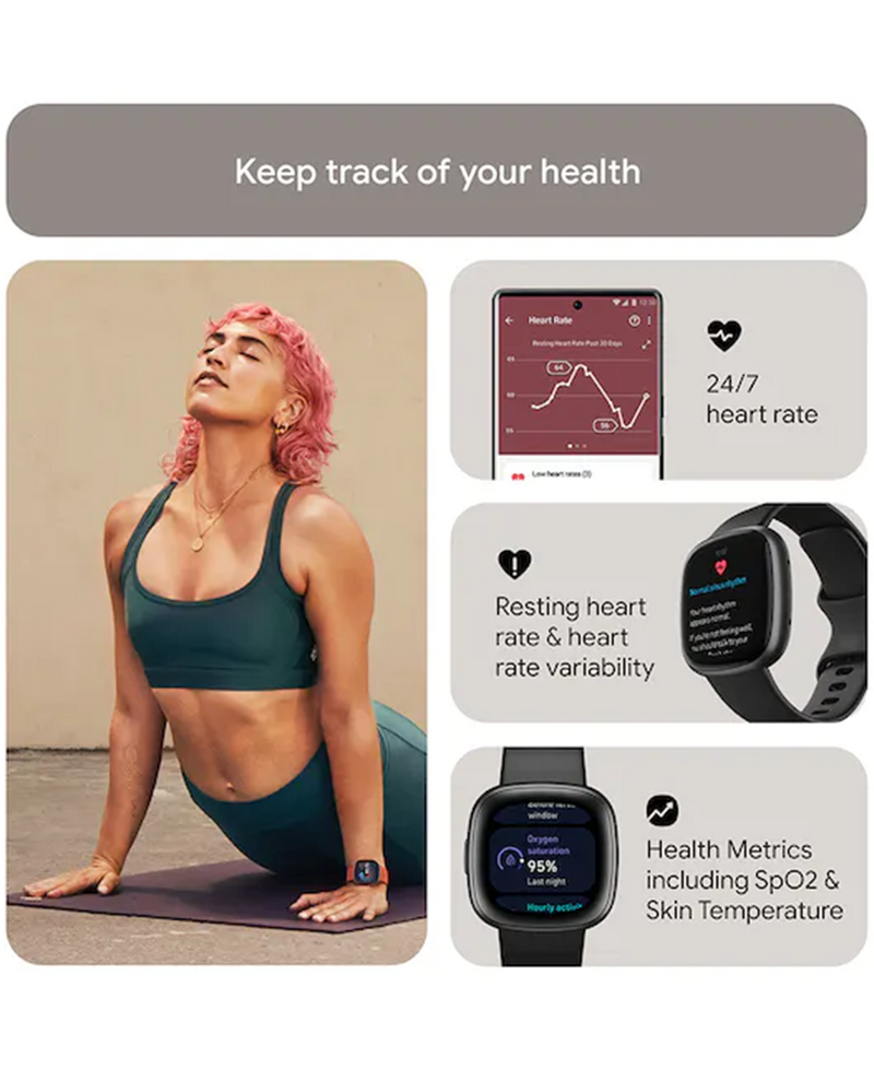 Fitbit Versa 4 Health & Fitness Smart Watch | Black & Graphite 79-FB523BKBK Redmond Electric Gorey