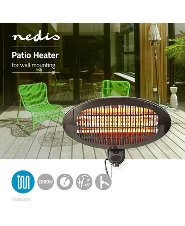 Nedis Wall Mountable Patio Heater 2000w | Black - Redmond Electric Gorey